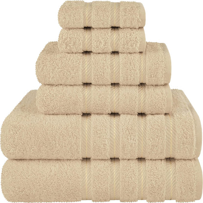 6 Piece Towel Set, 2 Bath Towels 2 Hand Towels 2 Washcloths, 100% Cotton Turkish Towels for Bathroom, White Towel Sets