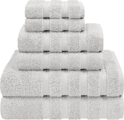 6 Piece Towel Set, 2 Bath Towels 2 Hand Towels 2 Washcloths, 100% Cotton Turkish Towels for Bathroom, White Towel Sets