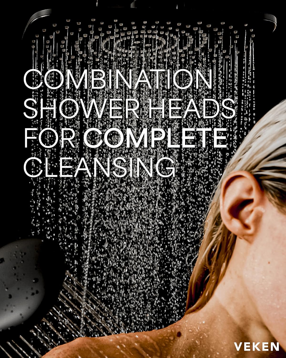 High Pressure Rain Shower Head Combo with Extension Arm- Wide Showerhead with 6 Handheld Water Spray - Adjustable Dual Shower with Anti-Clog Nozzles 