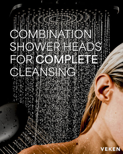 High Pressure Rain Shower Head Combo with Extension Arm- Wide Showerhead with 6 Handheld Water Spray - Adjustable Dual Shower with Anti-Clog Nozzles 