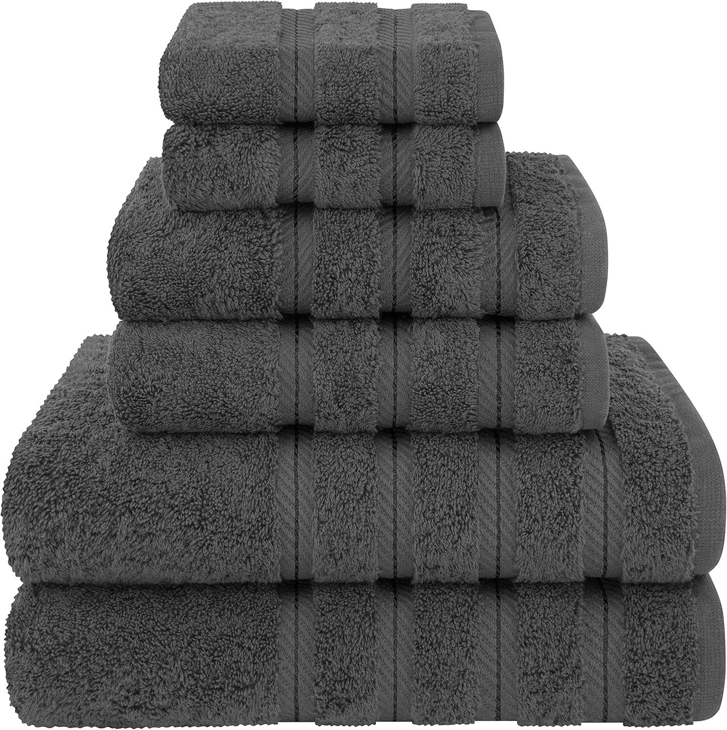 6 Piece Towel Set, 2 Bath Towels 2 Hand Towels 2 Washcloths, 100% Cotton Turkish Towels for Bathroom, White Towel Sets