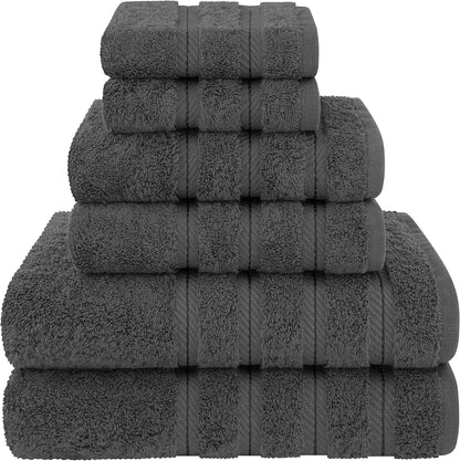 6 Piece Towel Set, 2 Bath Towels 2 Hand Towels 2 Washcloths, 100% Cotton Turkish Towels for Bathroom, White Towel Sets