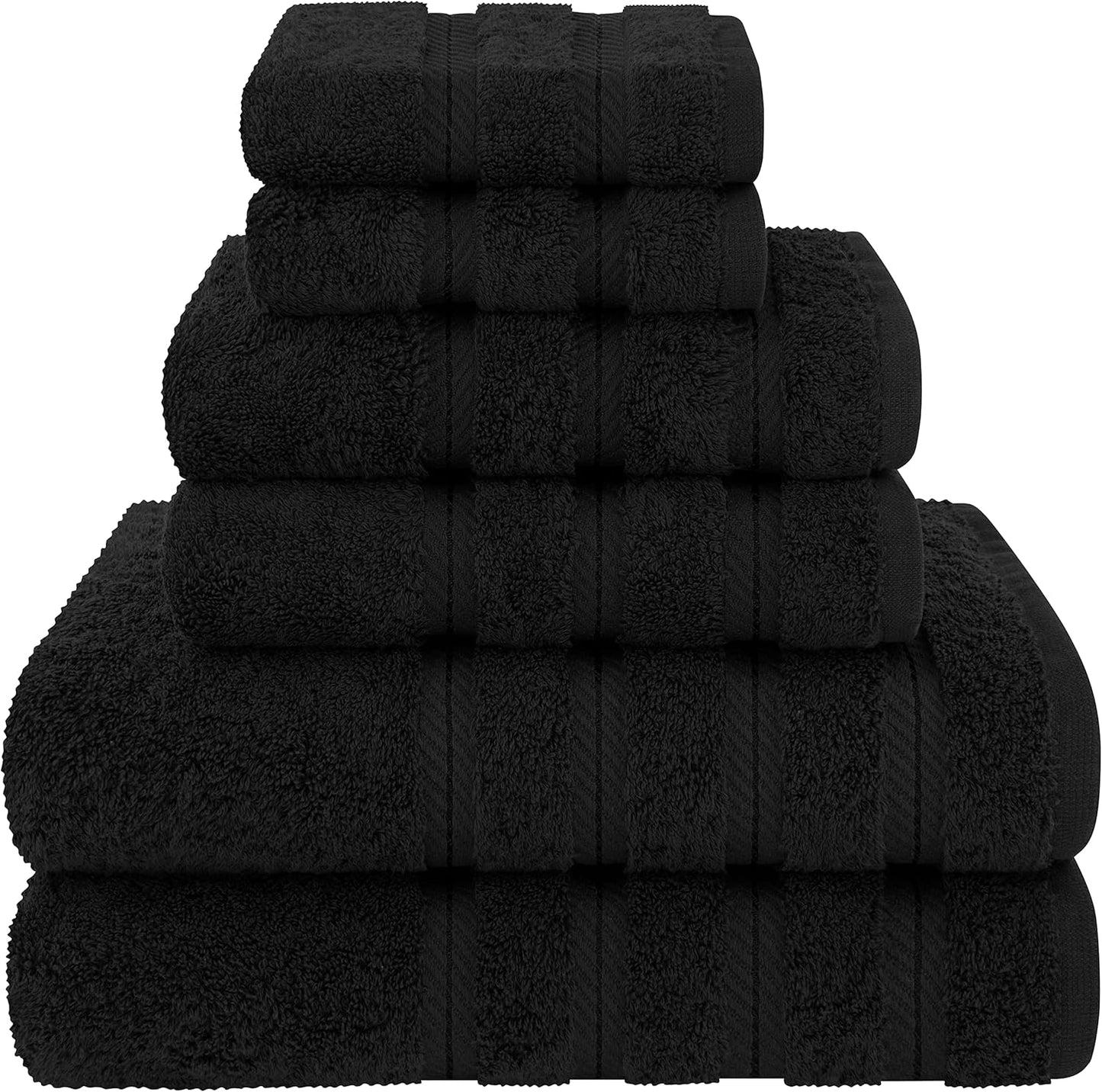 6 Piece Towel Set, 2 Bath Towels 2 Hand Towels 2 Washcloths, 100% Cotton Turkish Towels for Bathroom, White Towel Sets