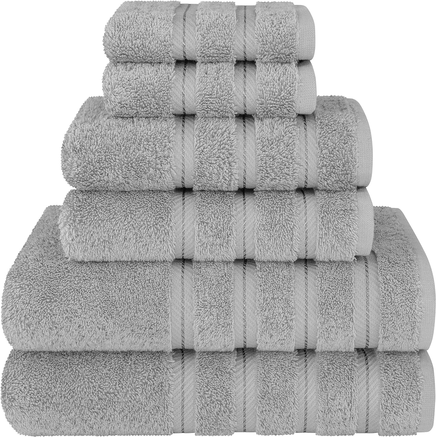 6 Piece Towel Set, 2 Bath Towels 2 Hand Towels 2 Washcloths, 100% Cotton Turkish Towels for Bathroom, White Towel Sets