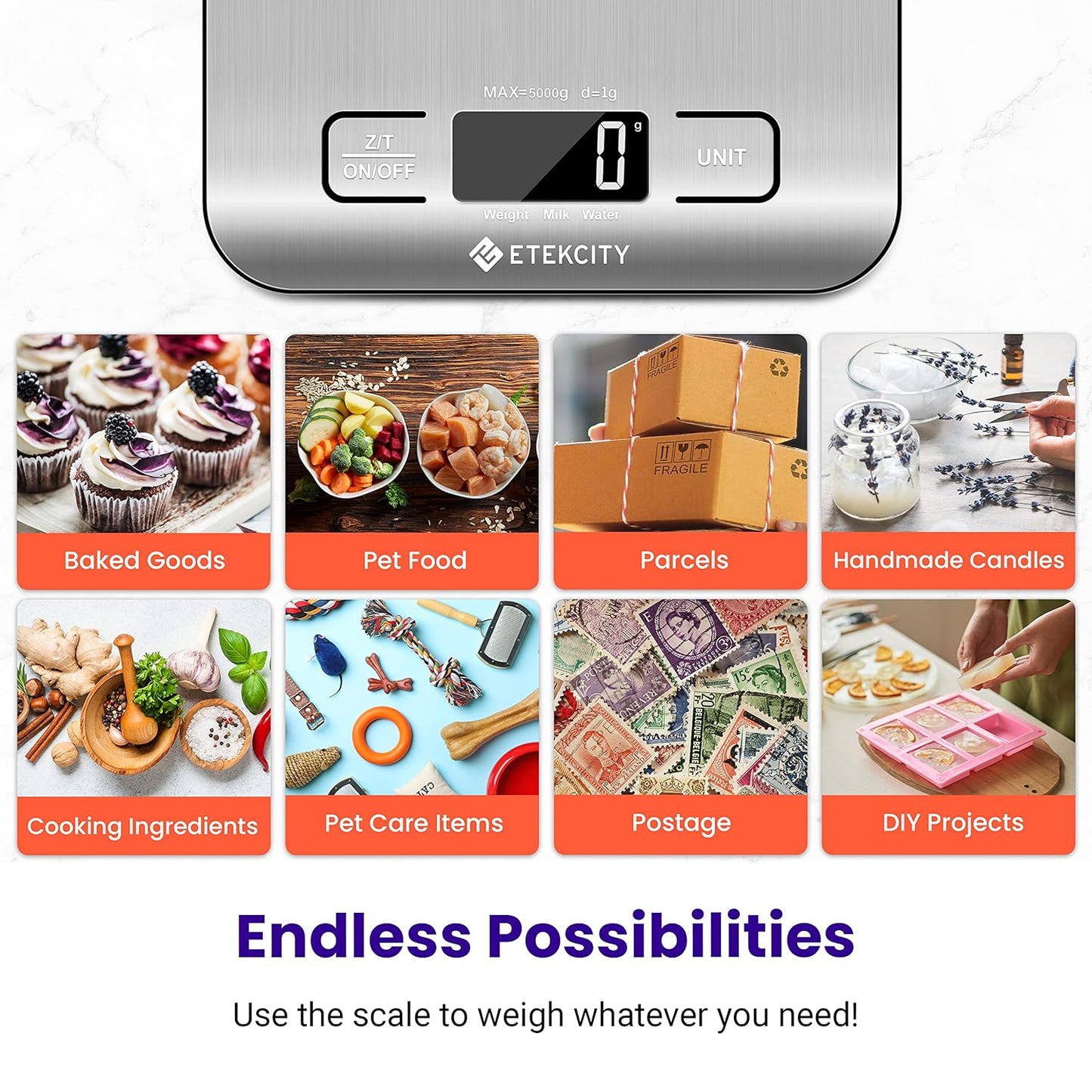 Food Scale, Digital Grams and Ounces, LCD Display