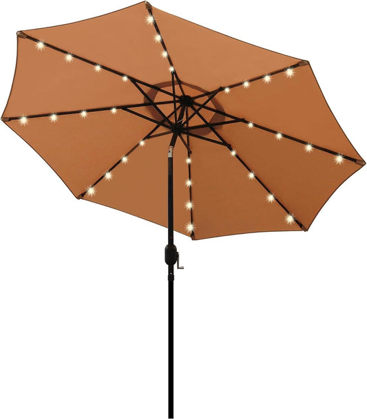 9 Ft, 32 Solar Powered LED Lights, Table Market Umbrella, Outdoor Umbrella for Garden, Deck, Backyard & Pool 