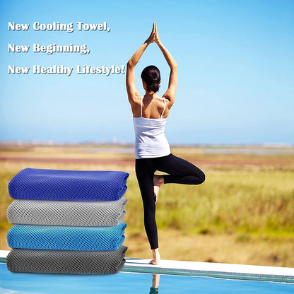Cooling Towel 4 Pack, (40"X12") Soft, Breathable, for Hot Weather, etc.