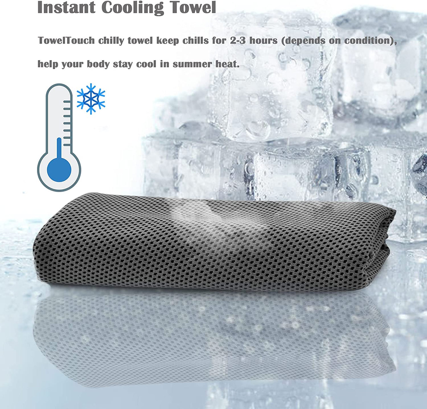 Cooling Towel 4 Pack, (40"X12") Soft, Breathable, for Hot Weather, etc.