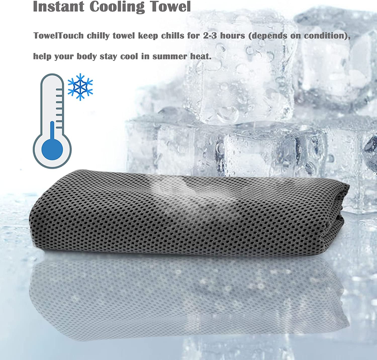 Cooling Towel 4 Pack, (40"X12") Soft, Breathable, for Hot Weather, etc.
