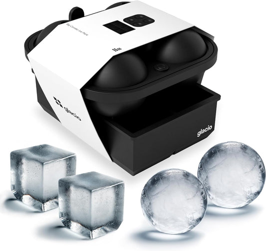 Ball Ice Cube Tray and Big Ice Cube Molds for Whiskey, Slow-Melting, 100% Silicone, Easy Release