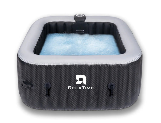 Inflatable Hot Tub Spa Square Portable Outdoor Pool with 120 Massage Jets for 2-4 Person, Black