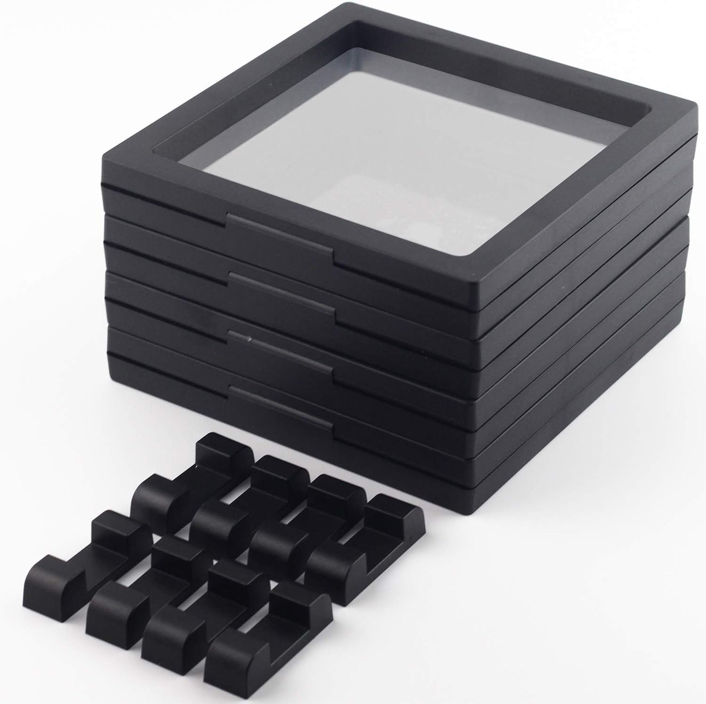4 Pack 3D Coin Display Frame - 5.5X5.5X0.8' Floating Frame Set for AA Medallions, Jewelry, Fossil