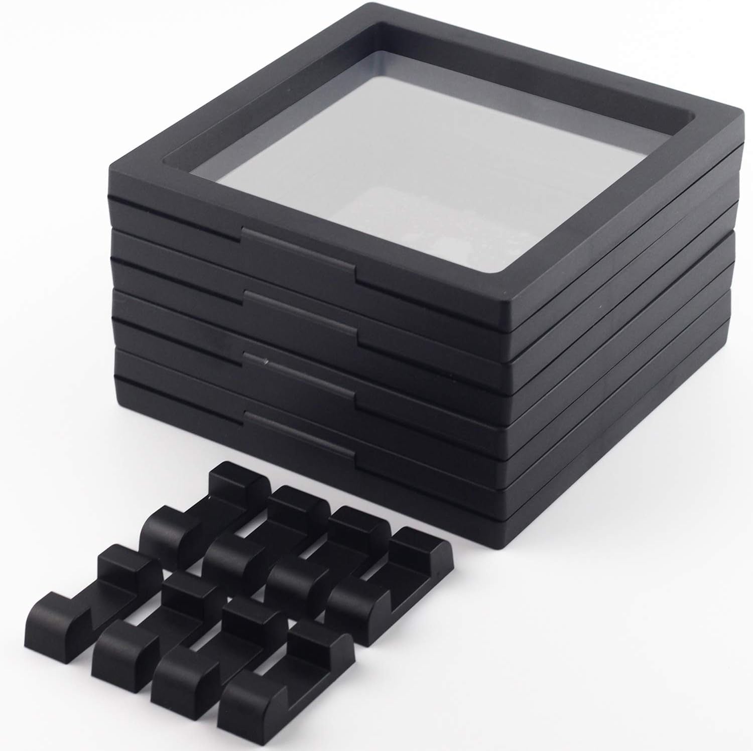 4 Pack 3D Coin Display Frame - 5.5X5.5X0.8' Floating Frame Set for AA Medallions, Jewelry, Fossil