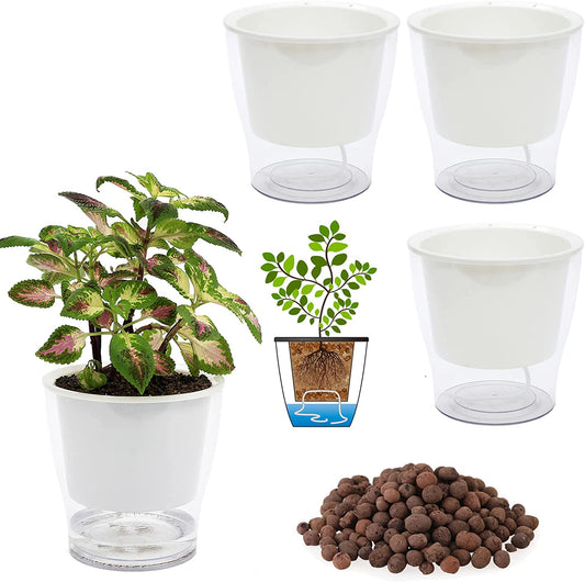 3 Packs 7" Large Self-Watering Planters for Indoor/Outdoor Plants