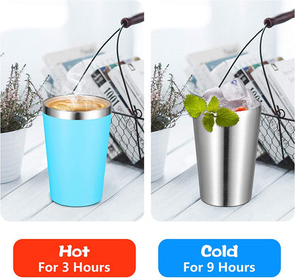 12Oz Tumbler Stainless Stee Insulated Double Wall with Lid and Straw Reusable Tumbler, Stainless 12 Pack