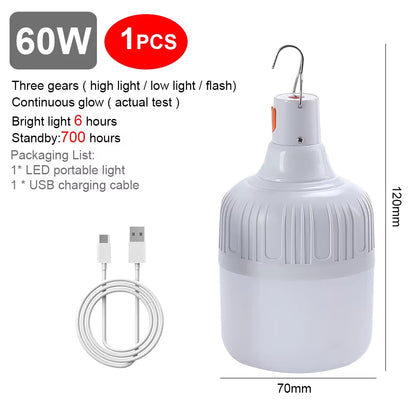USB Rechargeable, LED, Portable Camping Light Bulb 