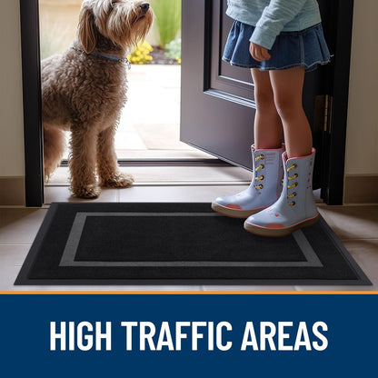 Front Door Mat Indoor/Outdoor Entrance, Waterproof All-Season, All-Weather Doormat, Sturdy Natural Rubber, Fade Resistant, Low Profile, Easy Clean, 29.5"X17"