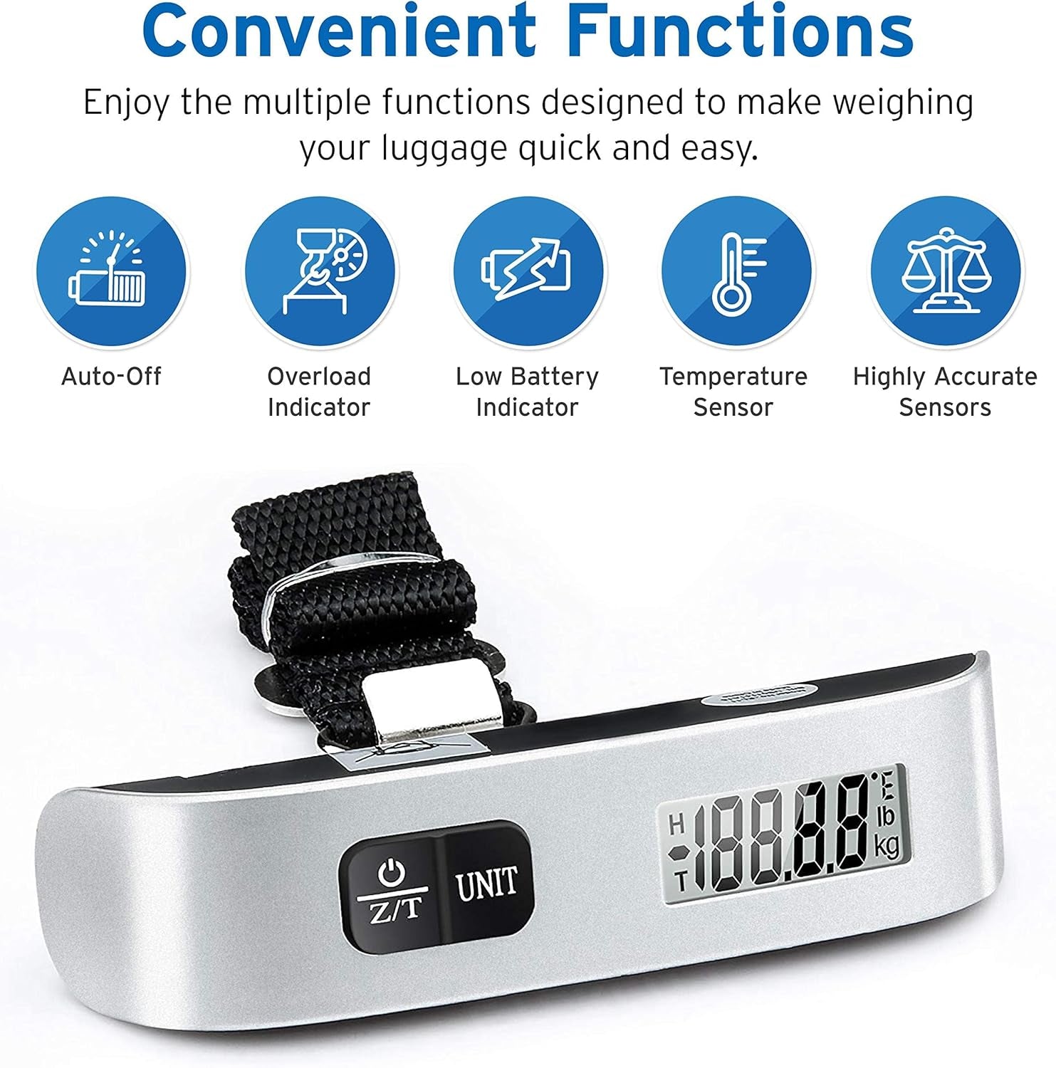 Digital Baggage Weight Scale with Hook, 110 Pounds, Battery Included