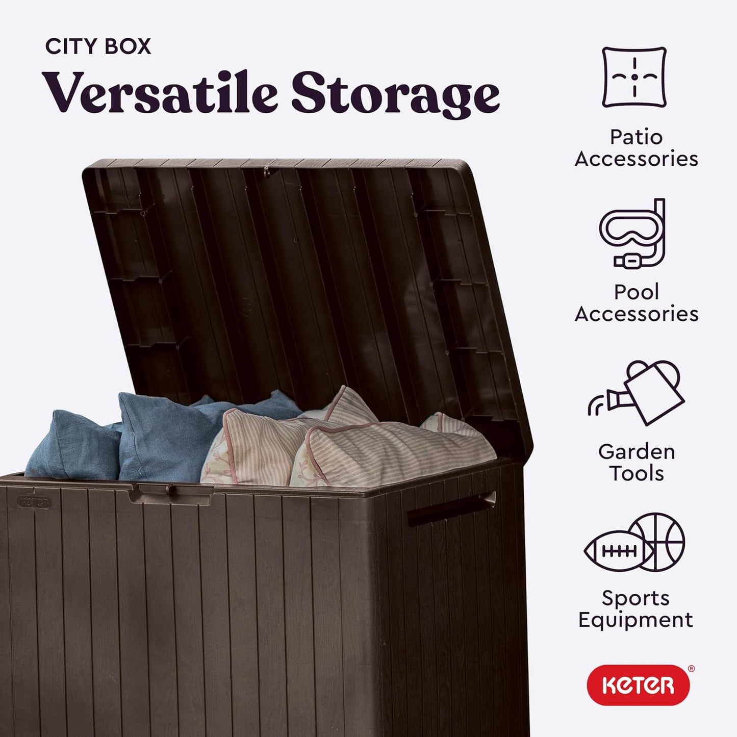 30 Gallon, Waterproof,  Resin Outdoor Storage Box and Patio Furniture Side Table