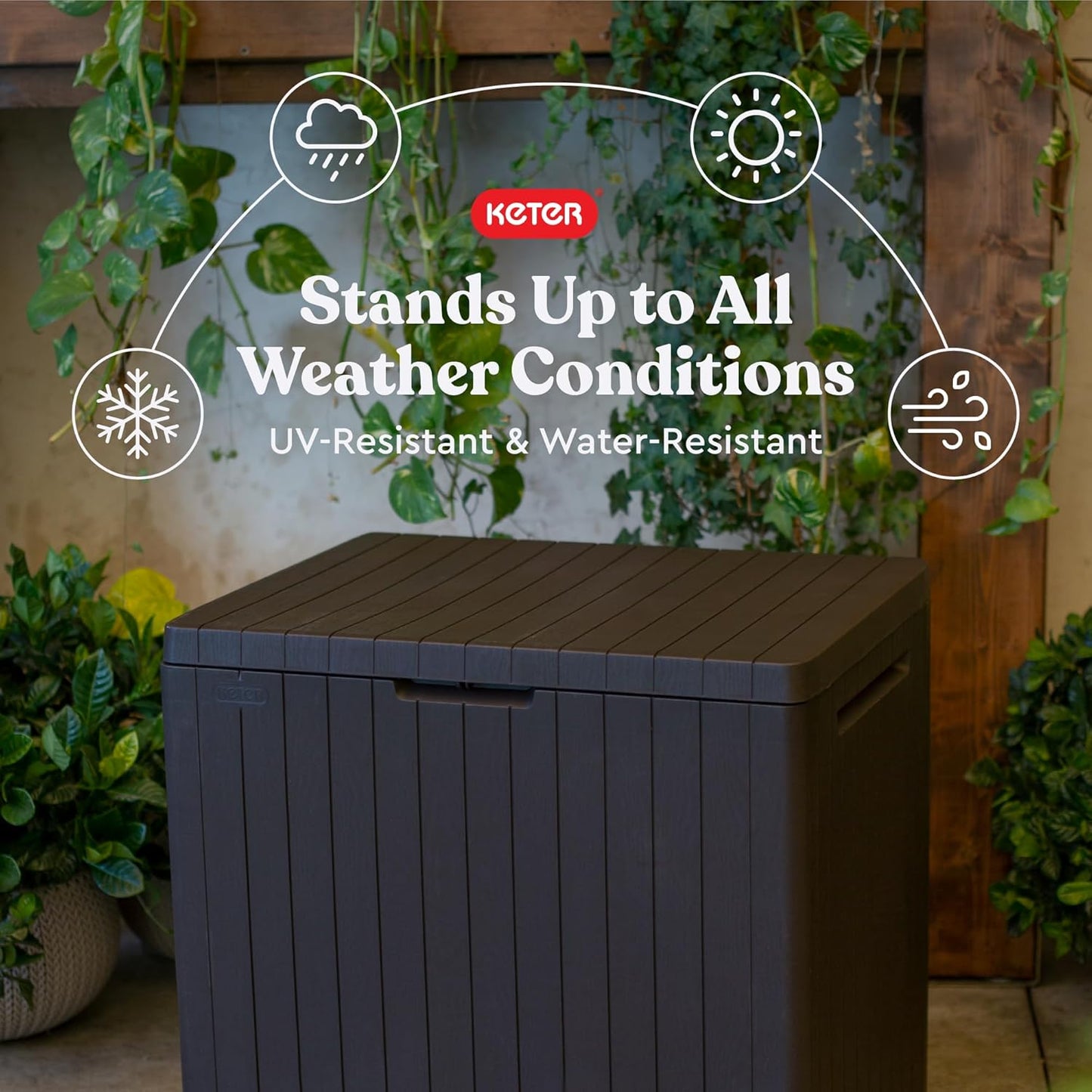 30 Gallon, Waterproof,  Resin Outdoor Storage Box and Patio Furniture Side Table