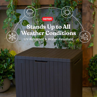 30 Gallon, Waterproof,  Resin Outdoor Storage Box and Patio Furniture Side Table
