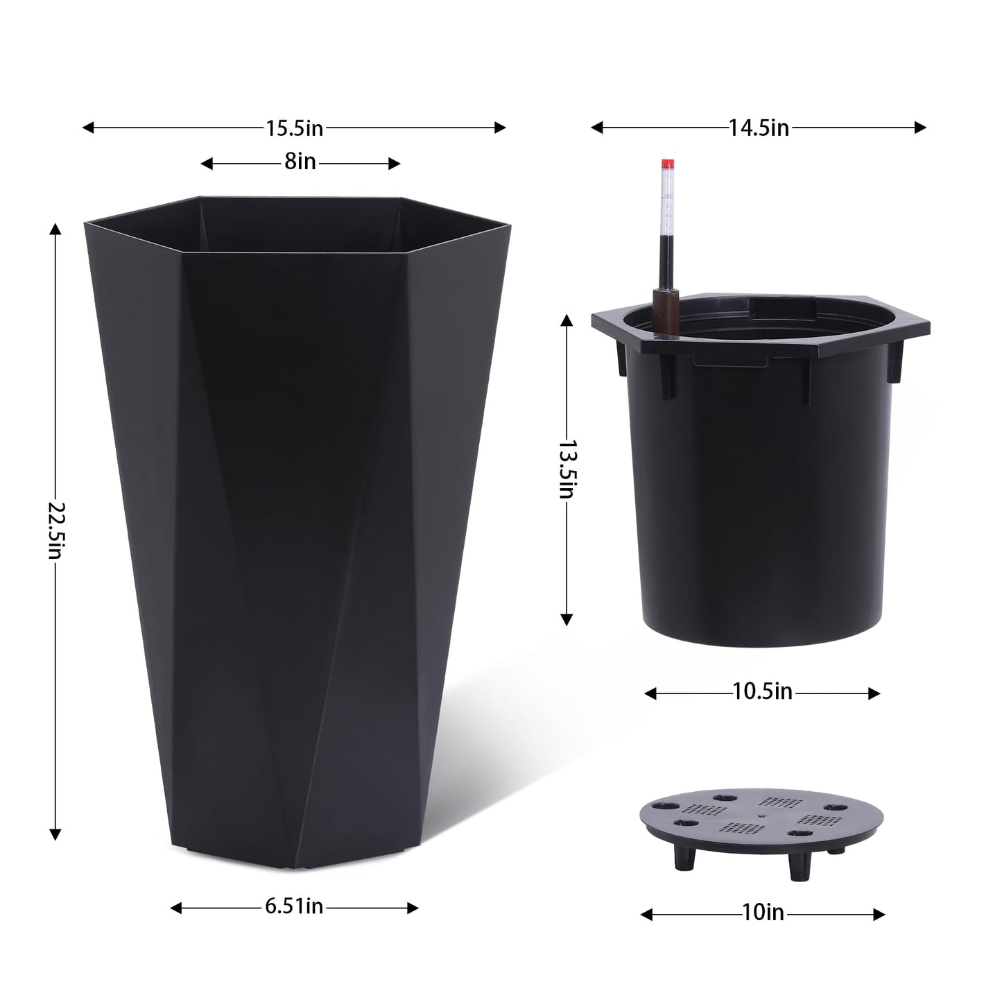 23" Tall Planters Set of 2, Planter Pots, High Front Porch Planter Pots with Drainage Holes