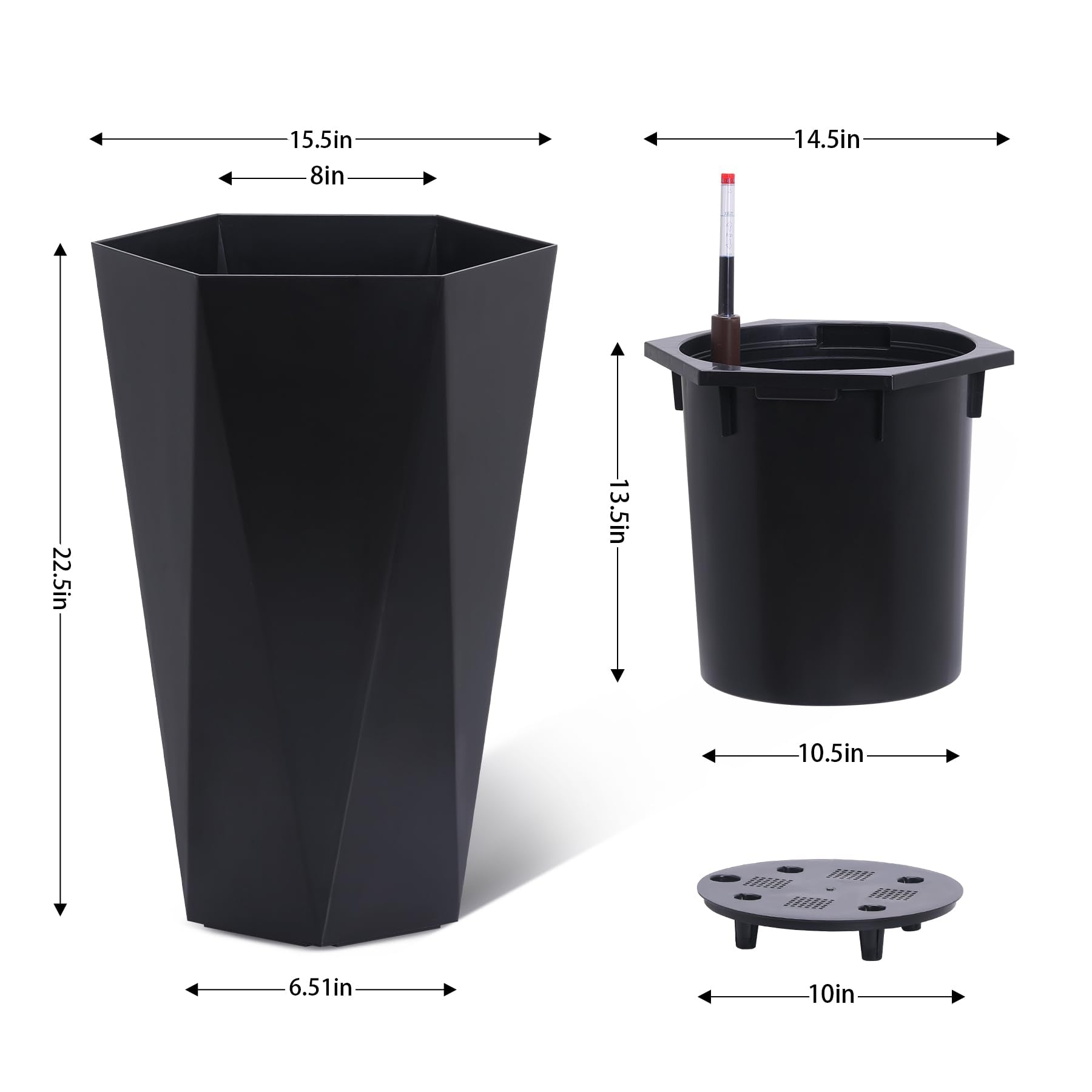 23" Tall Planters Set of 2, Planter Pots, High Front Porch Planter Pots with Drainage Holes