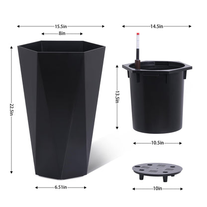 23" Tall Planters Set of 2, Planter Pots, High Front Porch Planter Pots with Drainage Holes