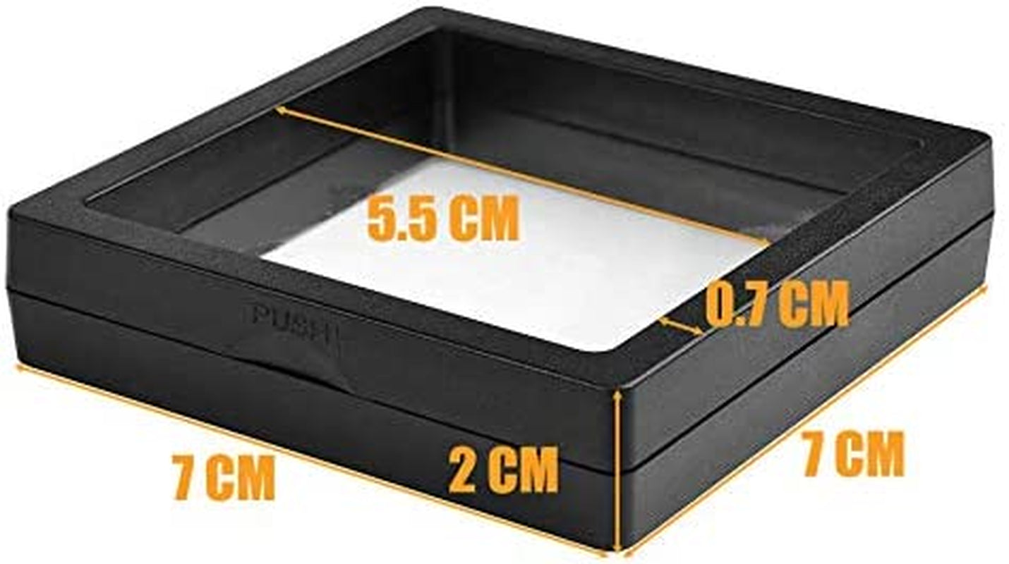 5 Pack 3D Floating Coin Display Case with Stands, 2.75X2.75 Inch Suspension Frame for Military Medals, Jewelry, Medallions Specimens Premium Shadow Box Collection