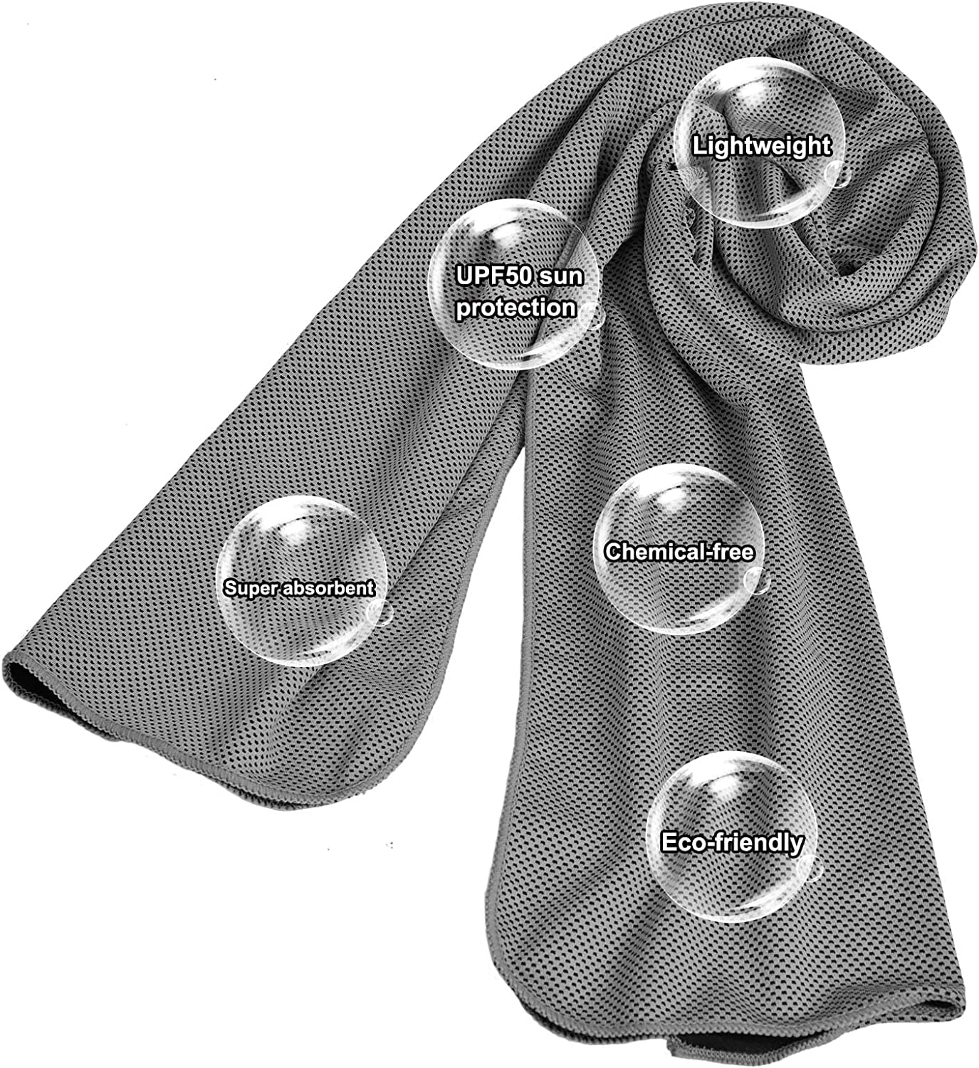 Cooling Towel 4 Pack, (40"X12") Soft, Breathable, for Hot Weather, etc.