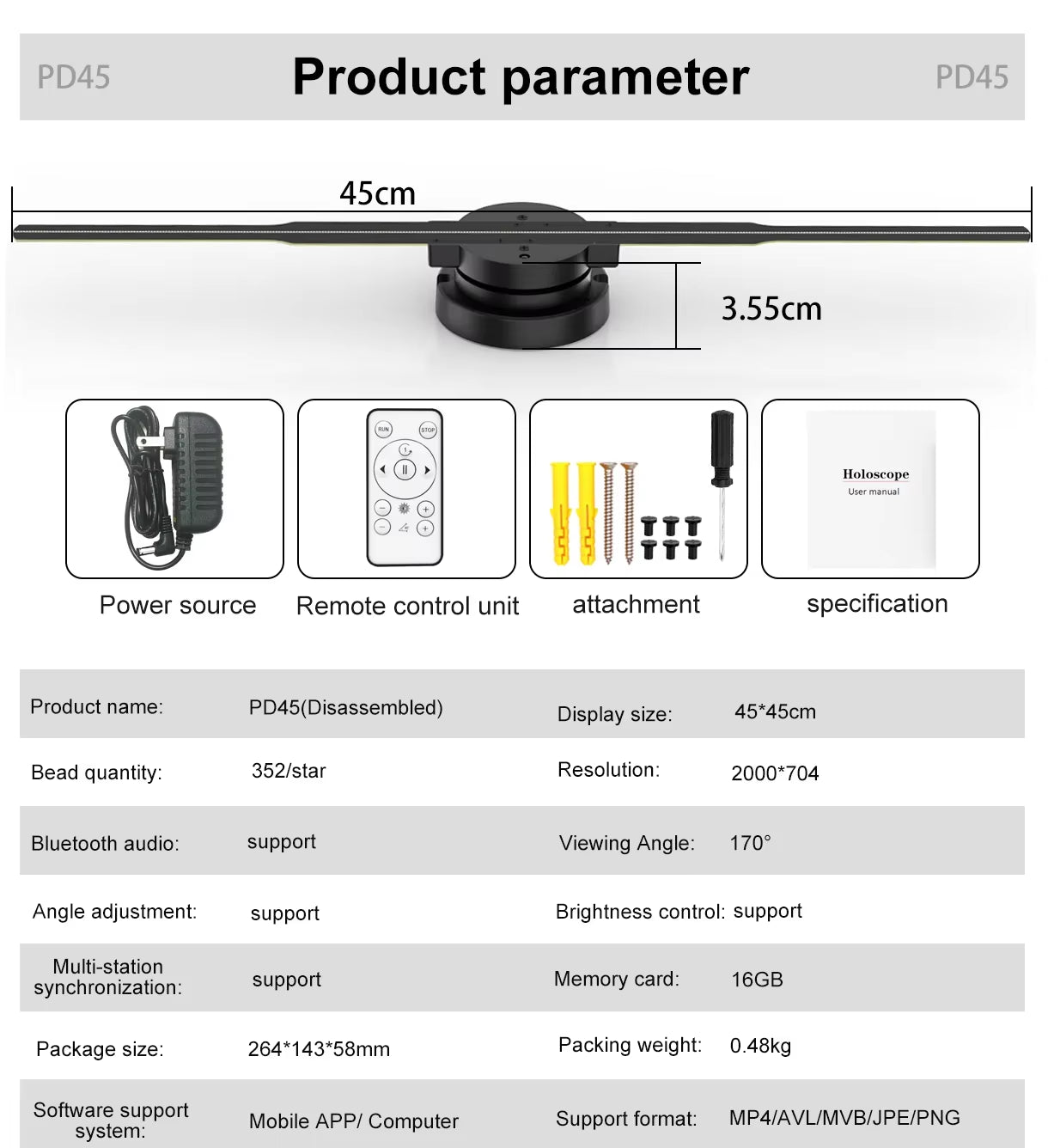 Newest P42-P50 3D Fan Hologram Projector - WiFi LED 3D Display Advertising Logo Light